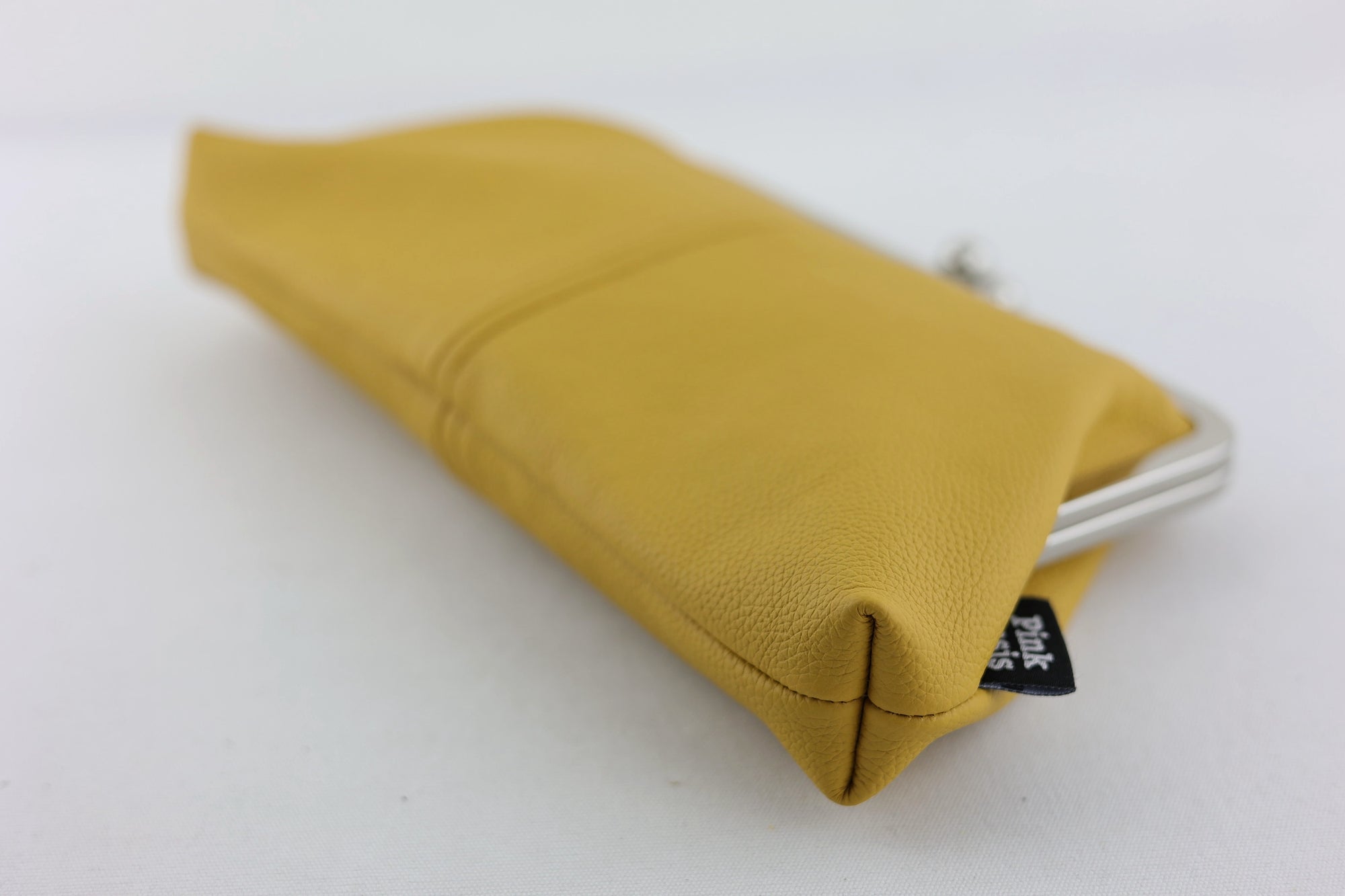 Yellow Mustard Leather Kisslock Clutch | PINKOASIS