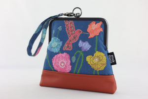 Poppies & Hummingbird (Orange Bottom) Wristlet | PINK OASIS