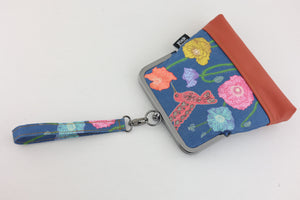 Poppies & Hummingbird (Orange Bottom) Wristlet | PINK OASIS