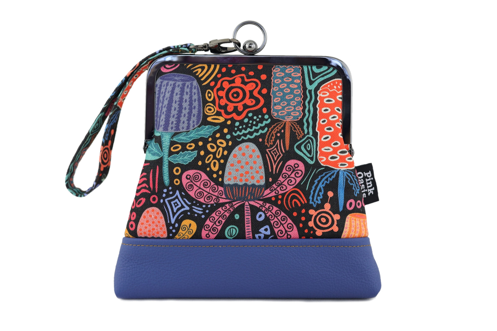 Banksia Garden Blue Bottom Wristlet | PINK OASIS