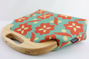 Daisy Teal & Orange Large Wood Frame Bag | PINK OASIS