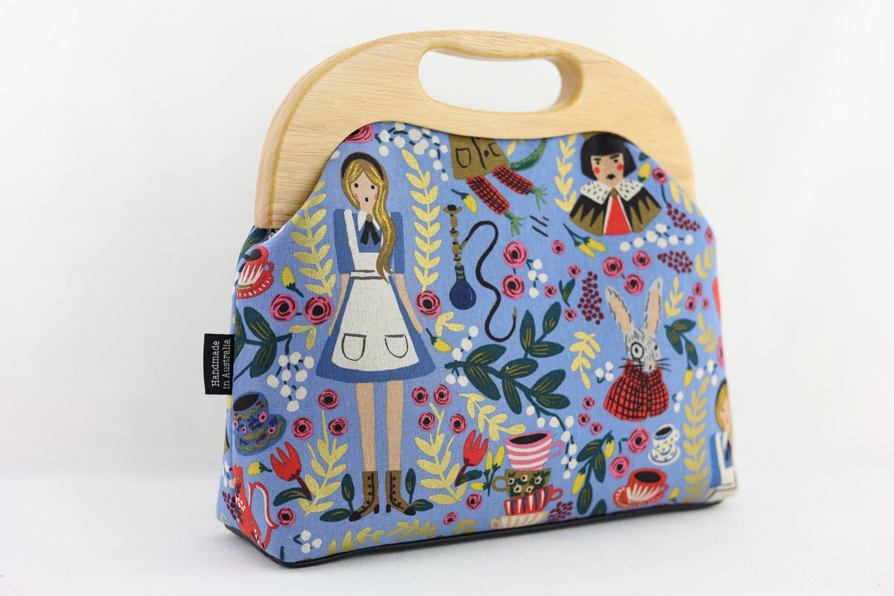 Alice in Wonderland Light Blue Wooded Frame Clutch Bag | PINK OASIS