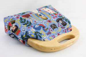 Alice in Wonderland Light Blue Wooded Frame Clutch Bag | PINK OASIS