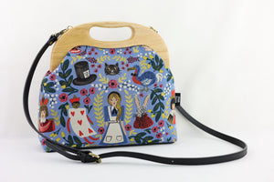Alice in Wonderland Light Blue Wooded Frame Clutch Bag | PINK OASIS