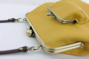 Handmade Mustard Leather Crossbody Bag | PINK OASIS