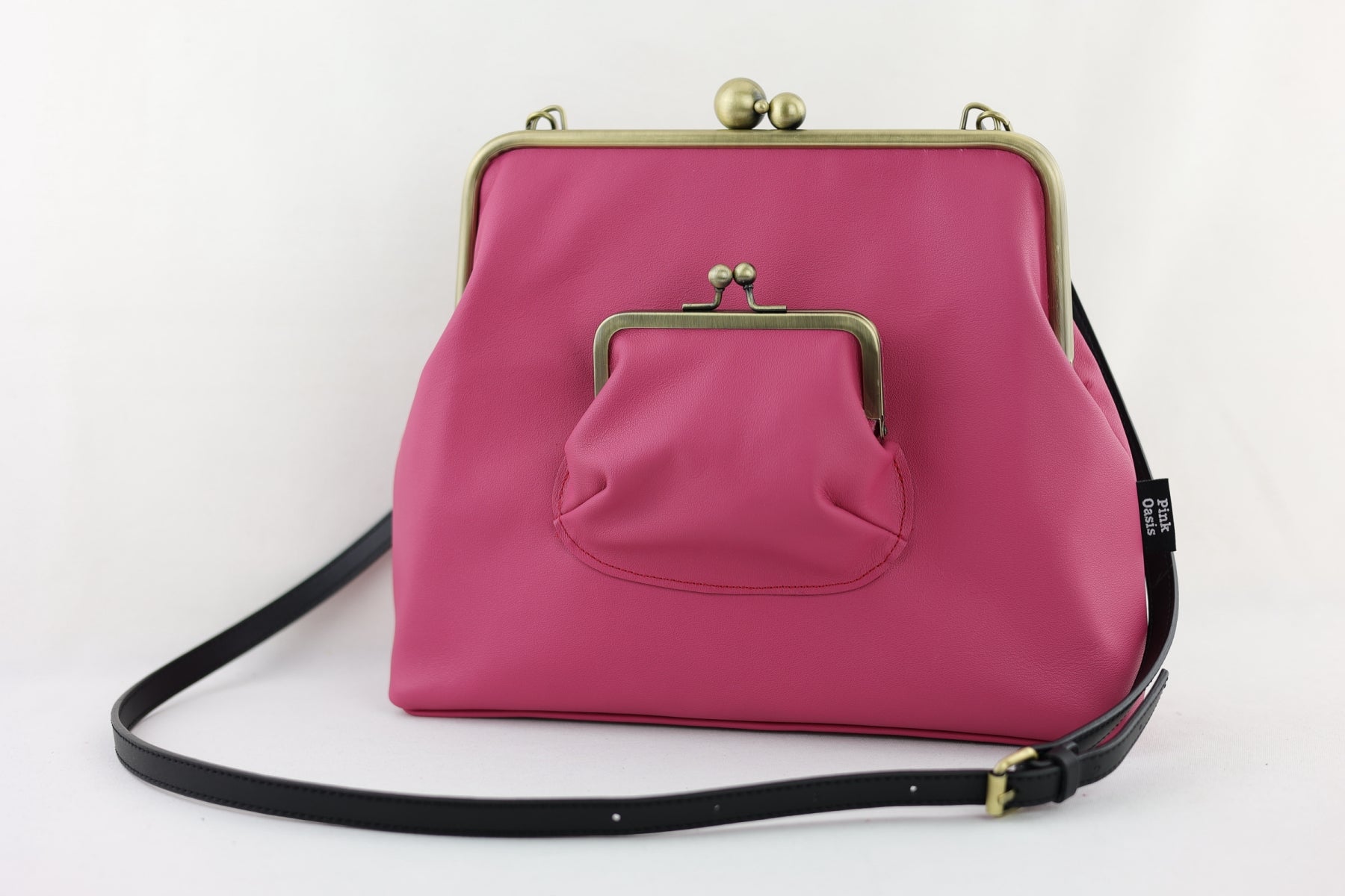 Fuchsia Leather Crossbody Bag Handmade in Australia | PINK OASIS