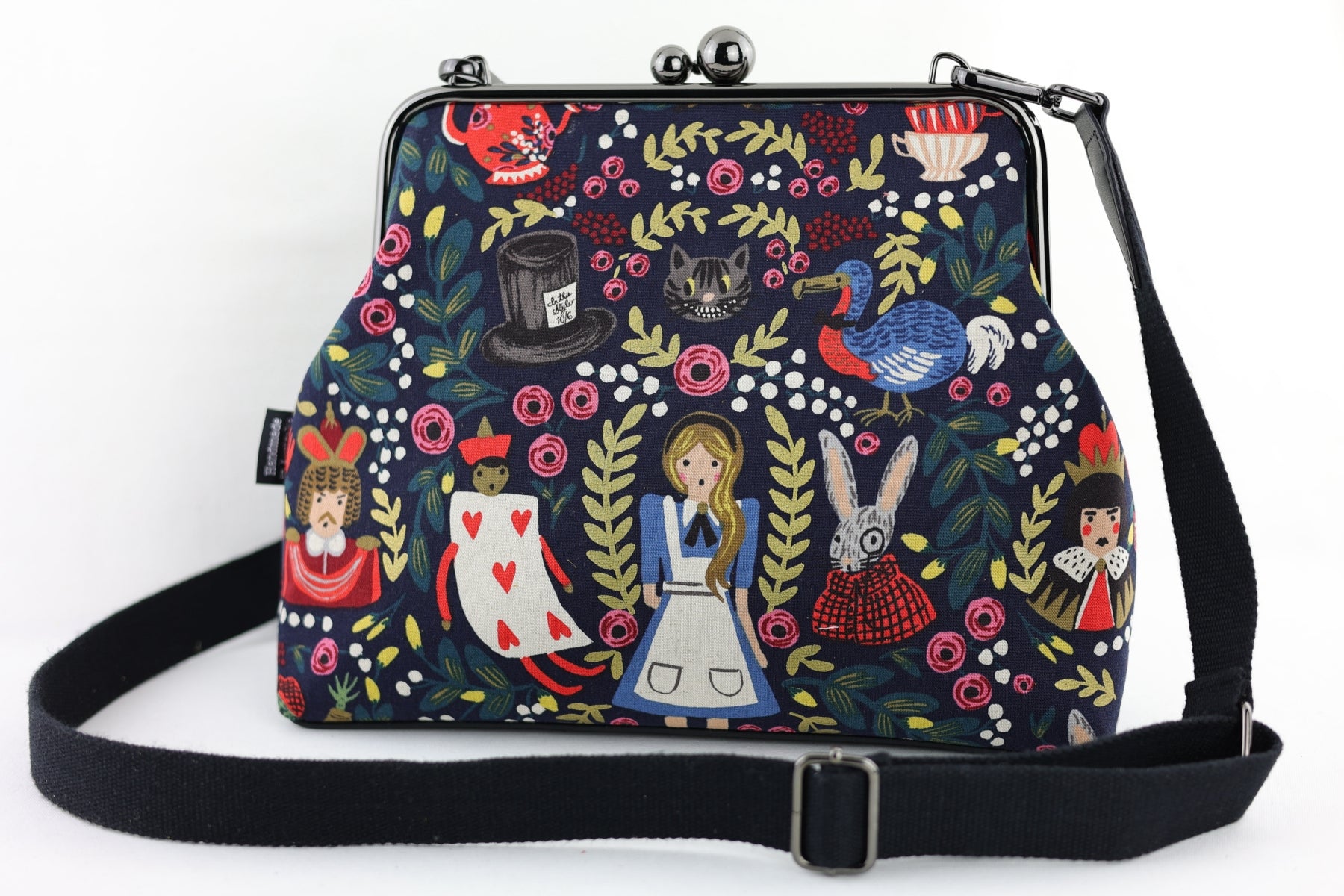 Alice in Wonderland Navy Crossbody Bag Handmade | PINK OASIS