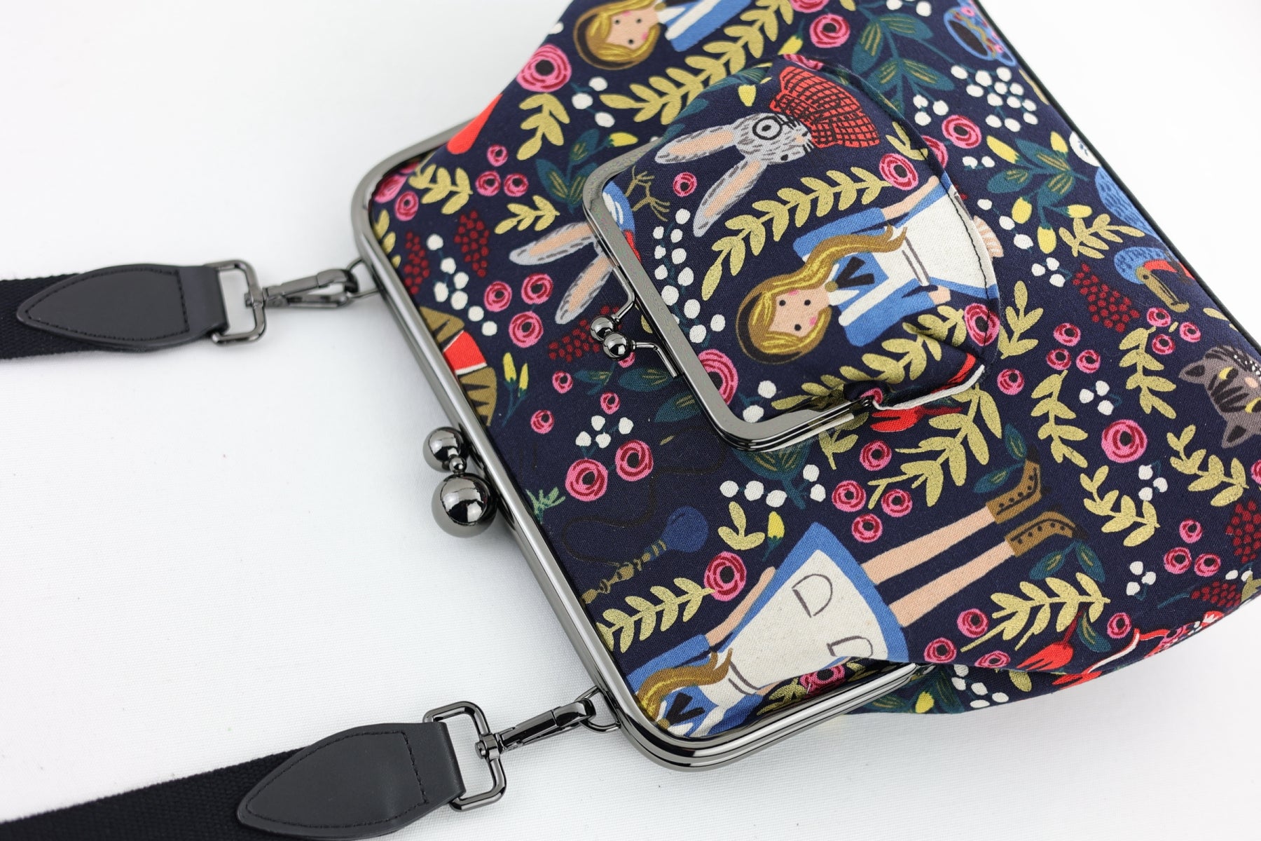 Alice in Wonderland Navy Crossbody Bag Handmade | PINK OASIS