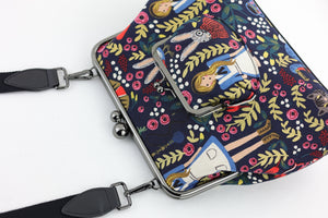 Alice in Wonderland Navy Crossbody Bag Handmade | PINK OASIS