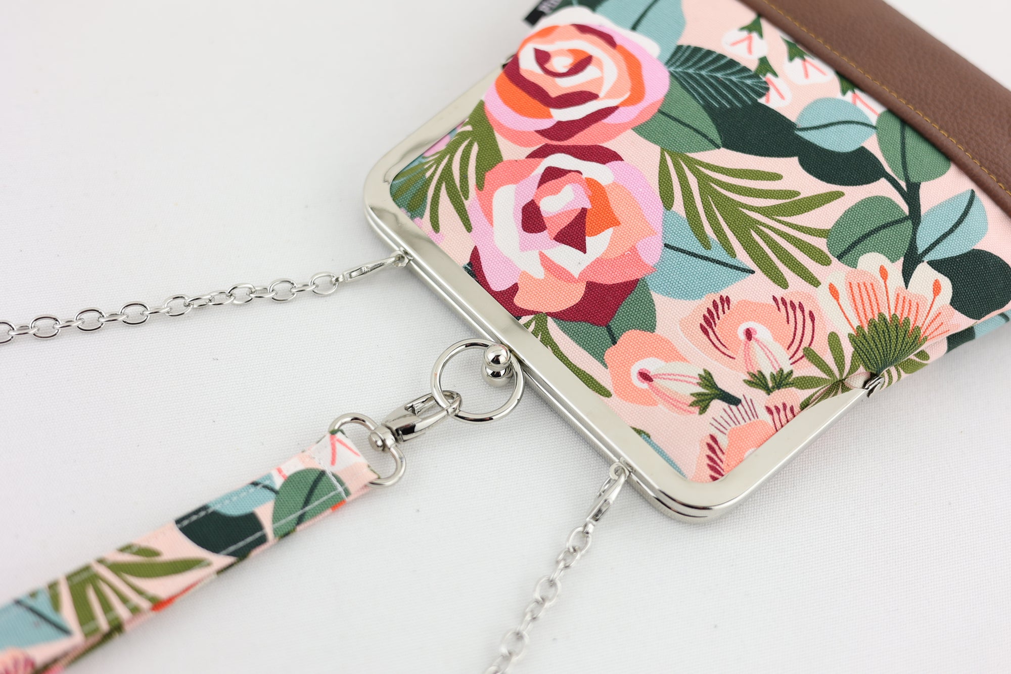 Peonies Blush Bloom Wristlet Bag with Chain | PINK OASIS