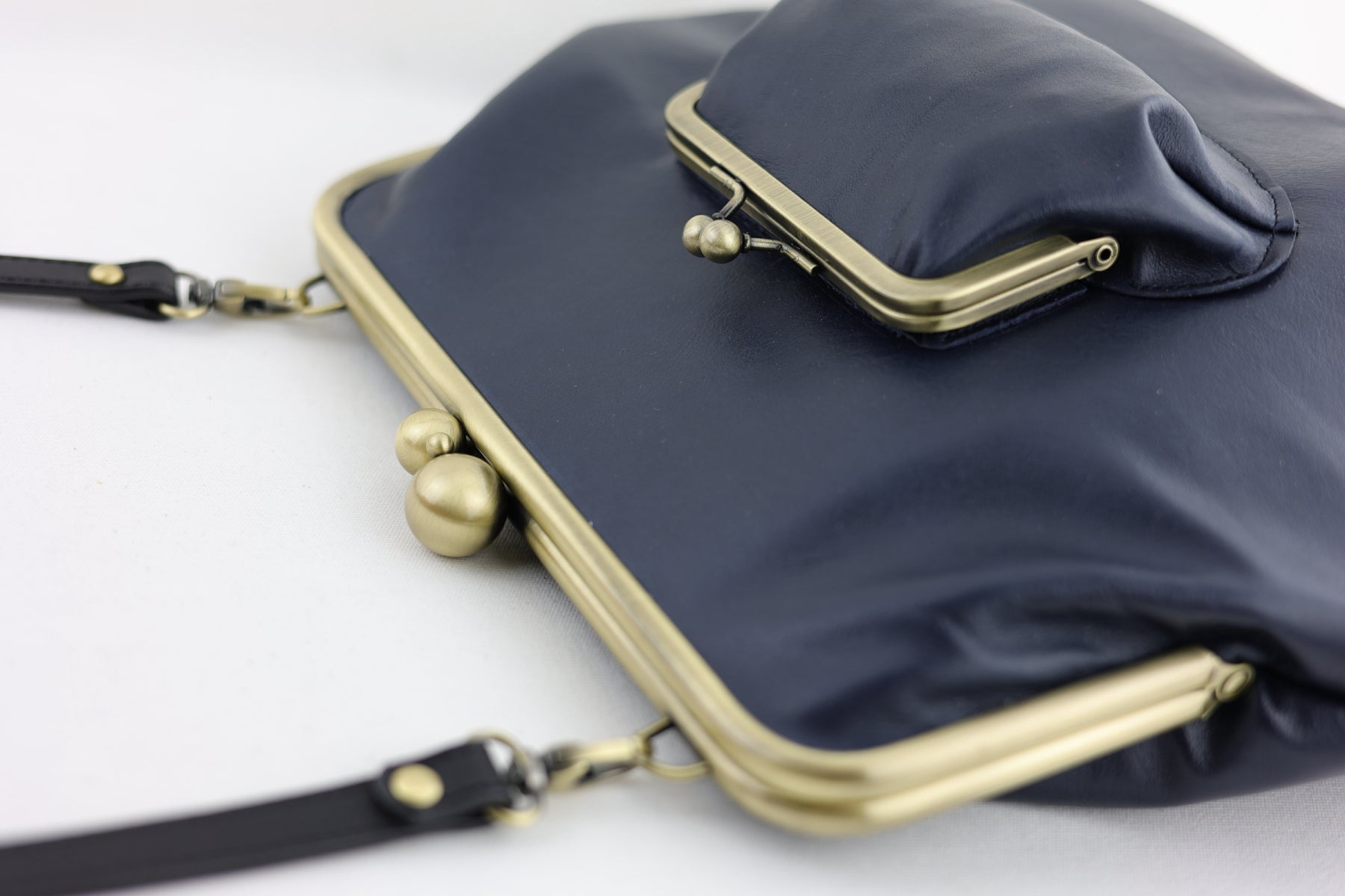 Midnight Blue Leather Crossbody Bag Handmade in Australia | PINK OASIS