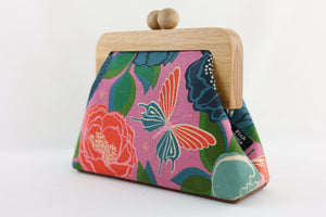 Coral Flowers & Butterfly Clutch | PINK OASIS