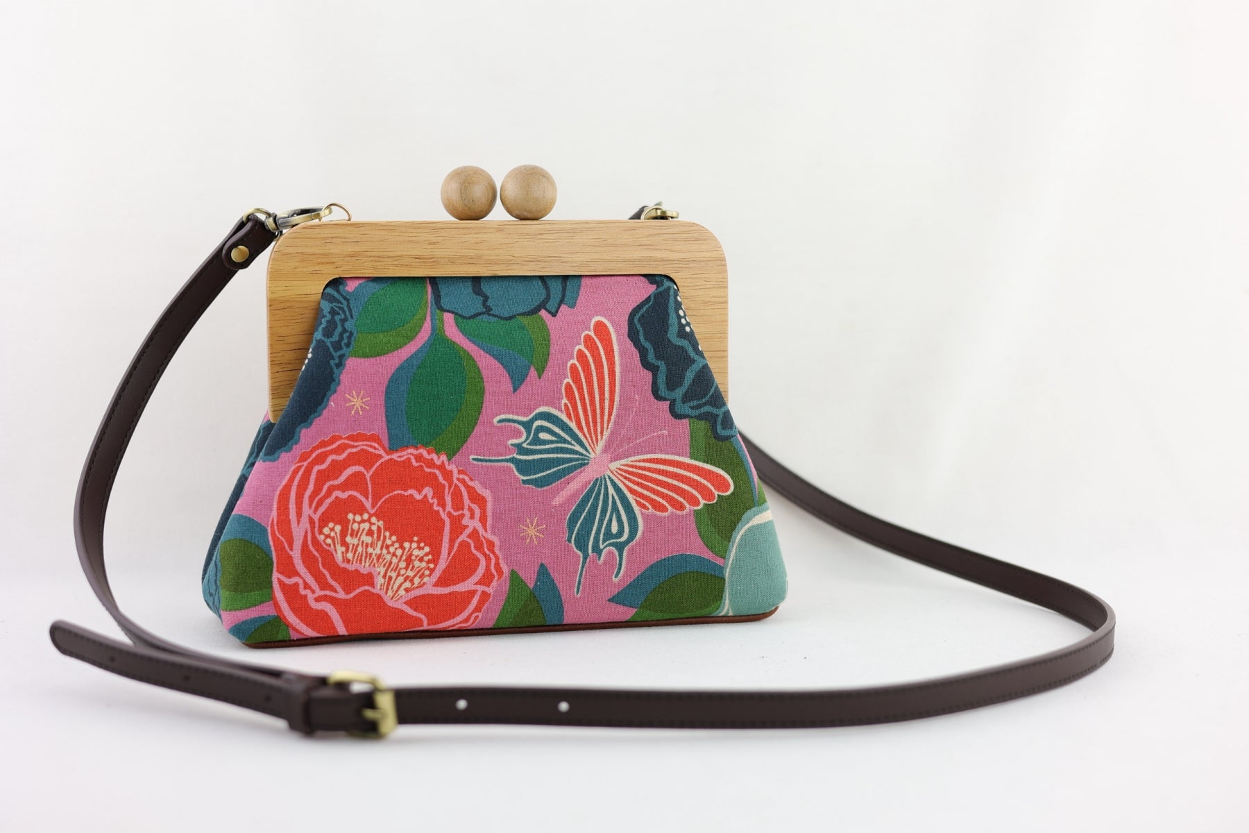 Coral Flowers & Butterfly Clutch | PINK OASIS