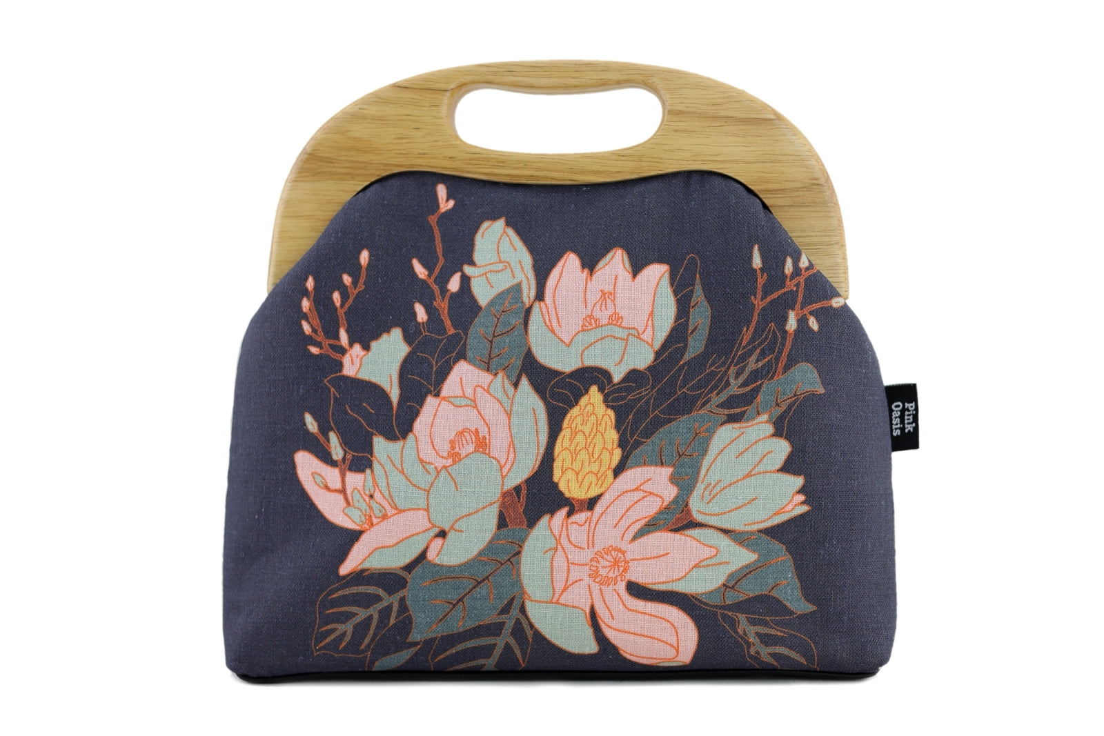 Navy Magnolia Floral Ladies Bag Handmade in Australia | PINK OASIS