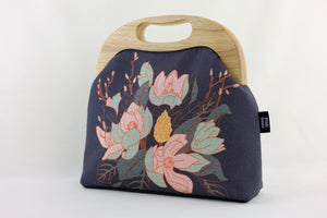 Navy Magnolia Floral Ladies Bag Handmade in Australia | PINK OASIS