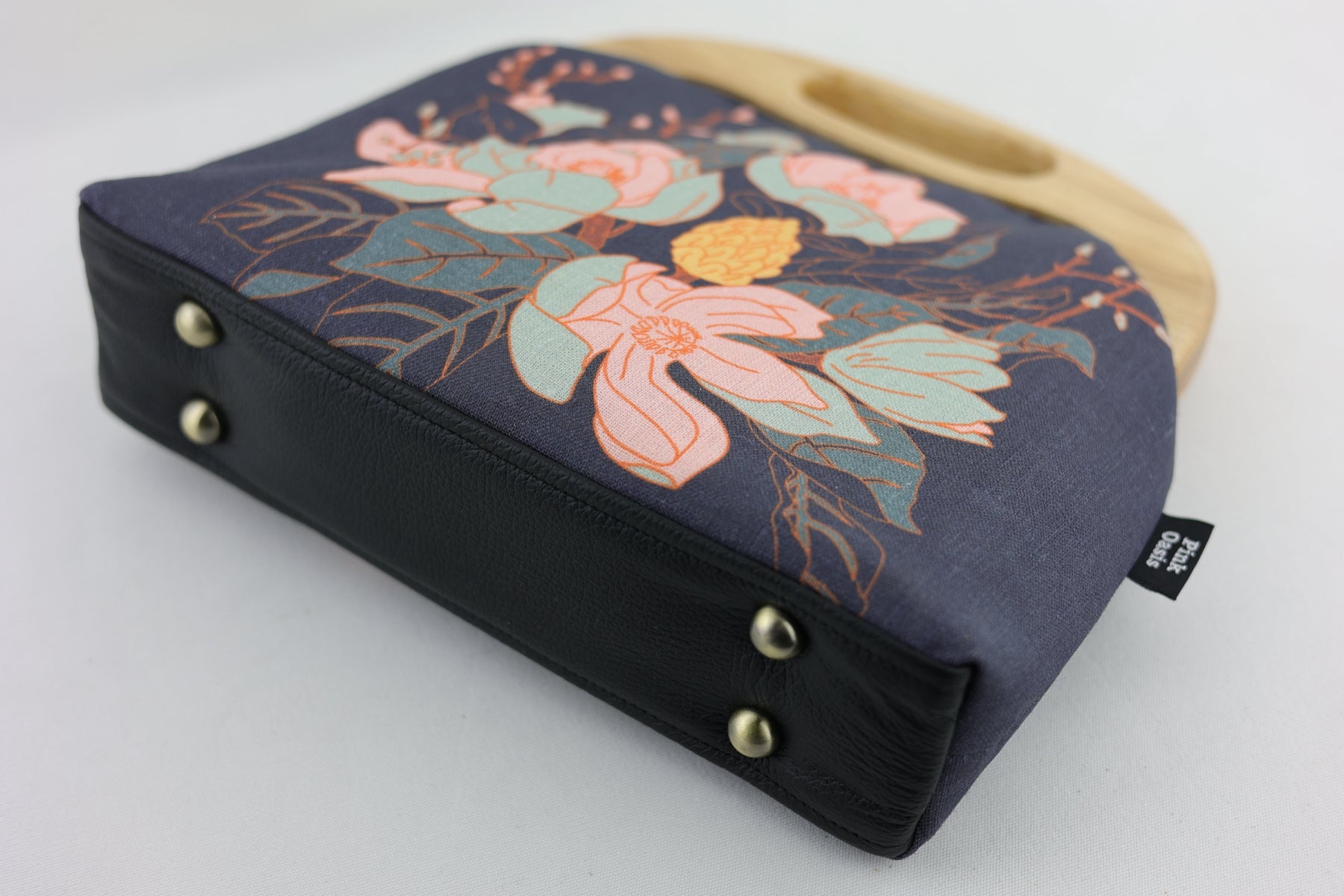 Navy Magnolia Floral Ladies Bag Handmade in Australia | PINK OASIS