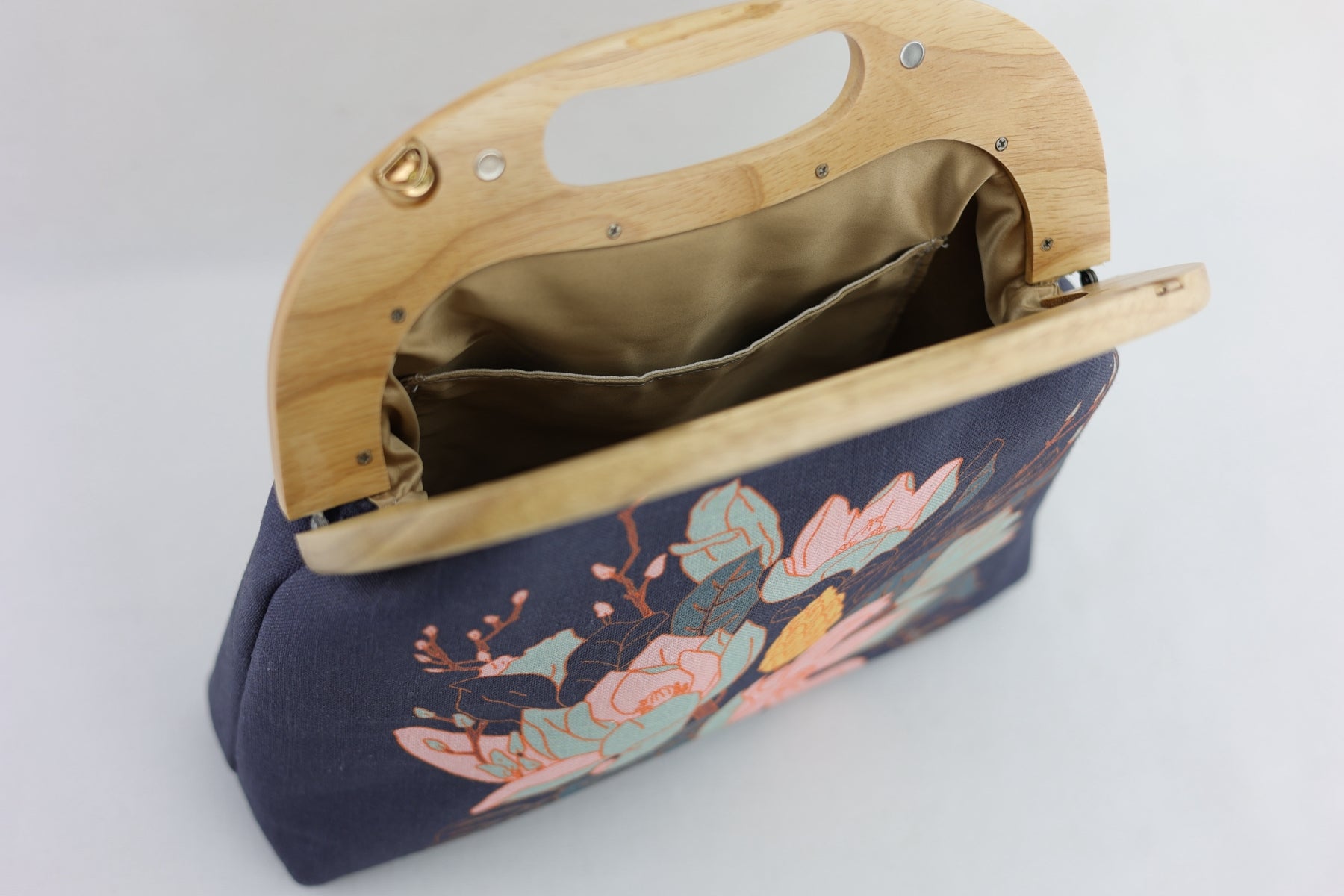 Navy Magnolia Floral Ladies Bag Handmade in Australia | PINK OASIS