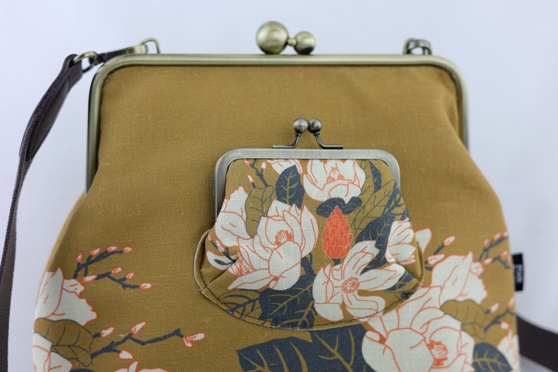 Magnolia Mustard Crossbody Bag with Webbing Strap | PINK OASIS
