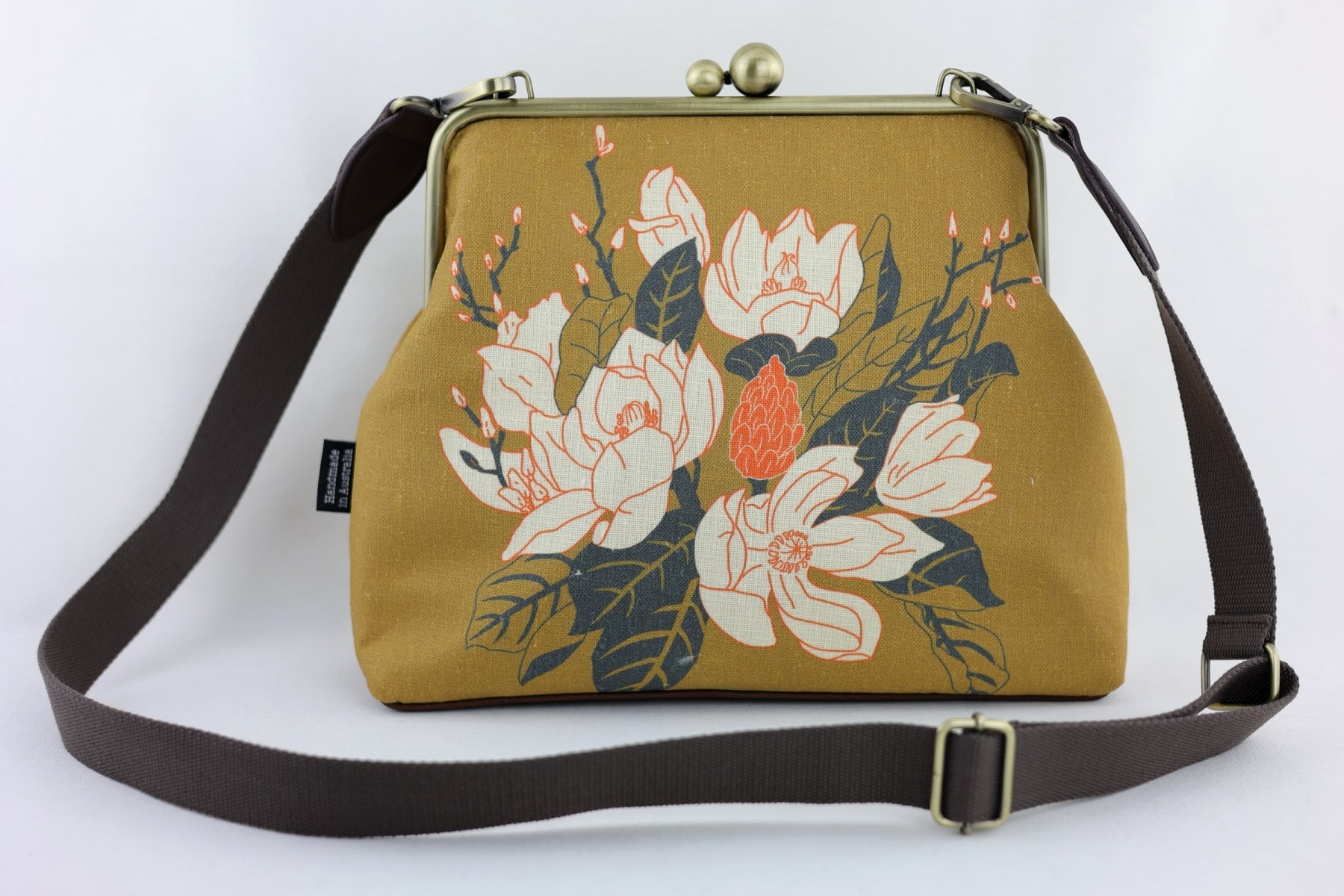 Magnolia Mustard Crossbody Bag with Webbing Strap | PINK OASIS