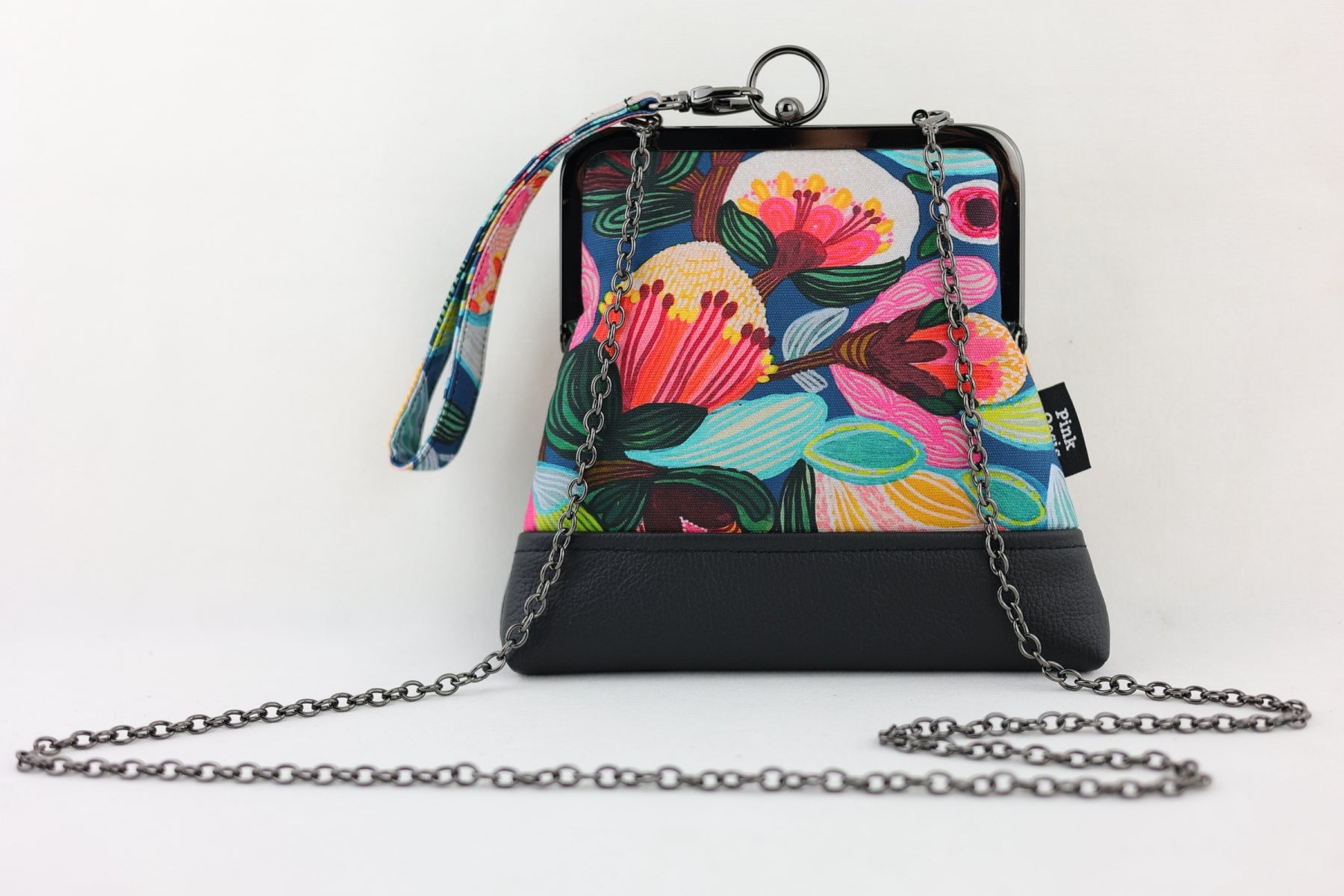 Bush Flora Wristlet Handbag with Chain Strap | PINK OASIS