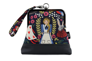 Alice in Wonderland Navy Wristlet Bag with Chain Strap | PINK OASIS