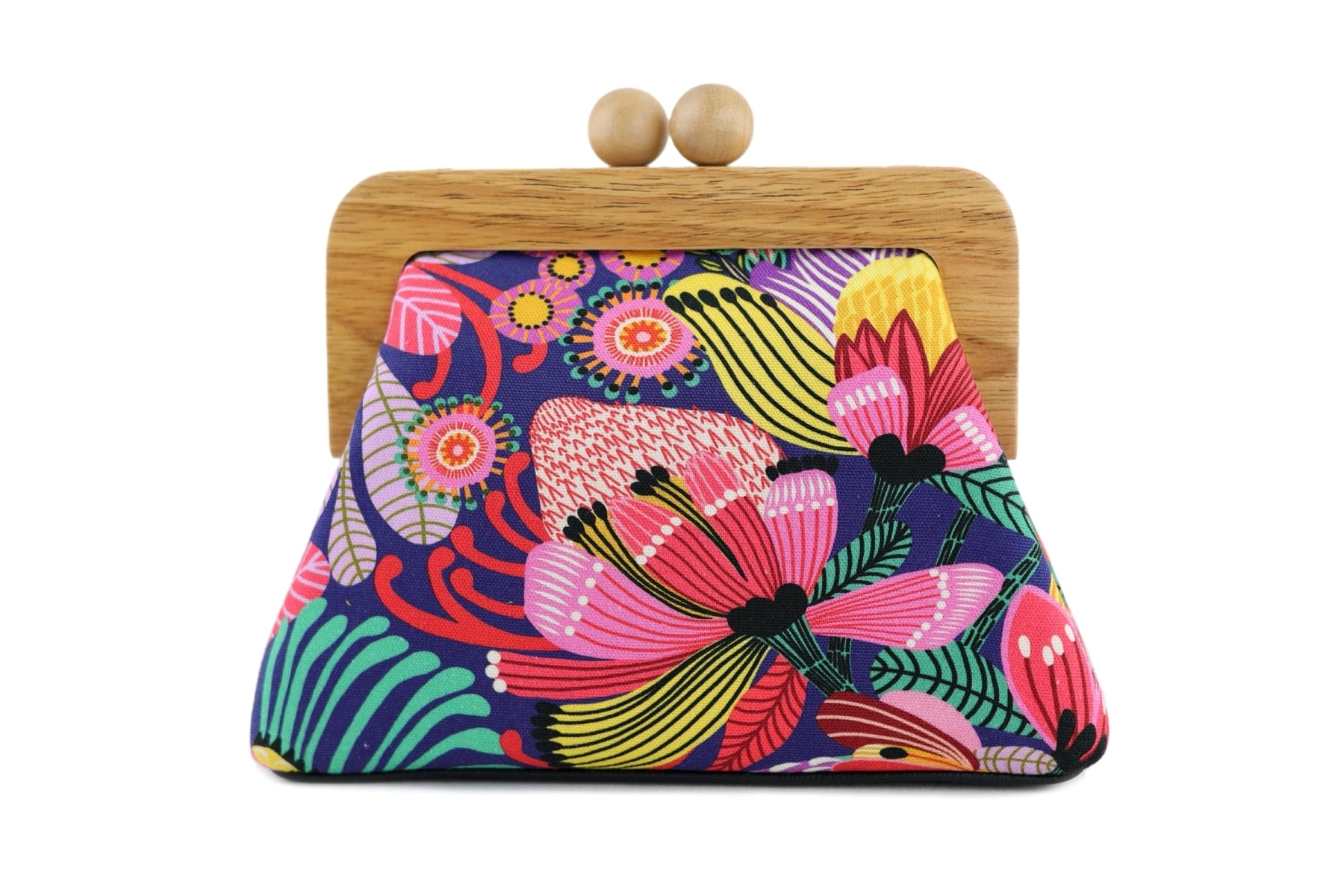 Wild Protea Colorful Flower Clutch with Leather Strap | PINK OASIS