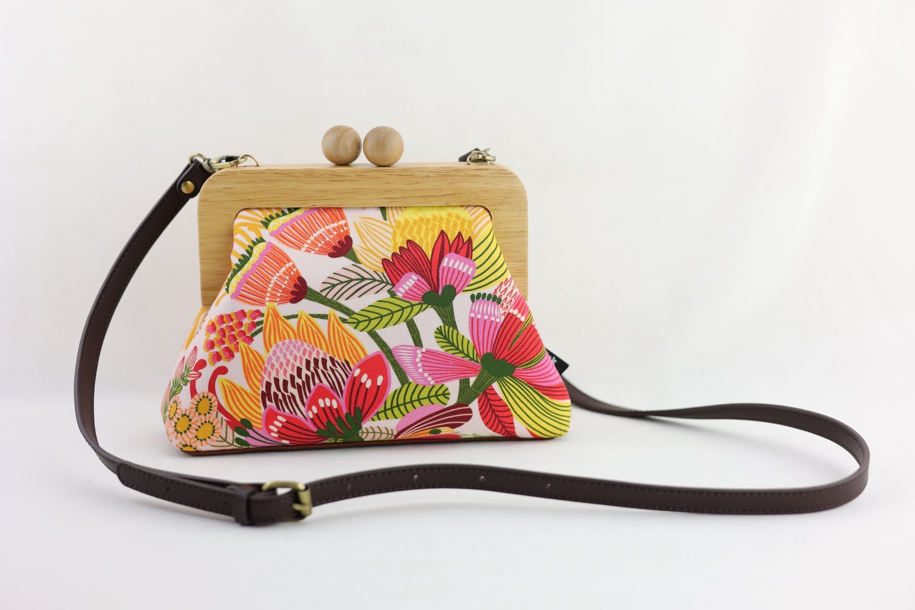 Wild Protea Flower Clutch with Leather Strap | PINK OASIS