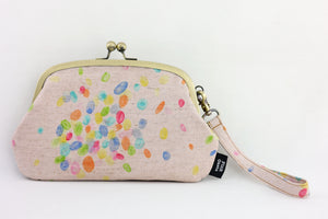 Colourful Dots Pink Wristlet Wallet (with Double Kisslock Clasps)