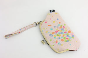 Colourful Dots Pink Wristlet Wallet (with Double Kisslock Clasps)