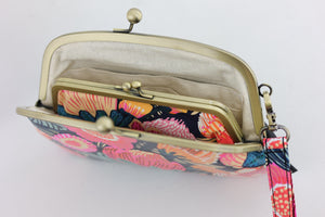 Australian Protea Garden Wristlet Wallet (with Double Kisslock Clasps)