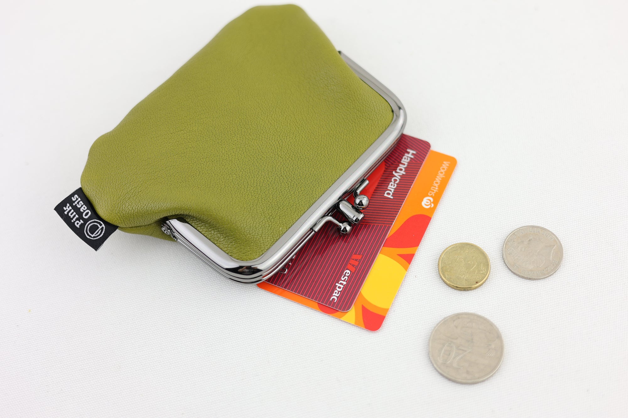 Green Leather Coin Purse Handmade in Australia | PINK OASIS