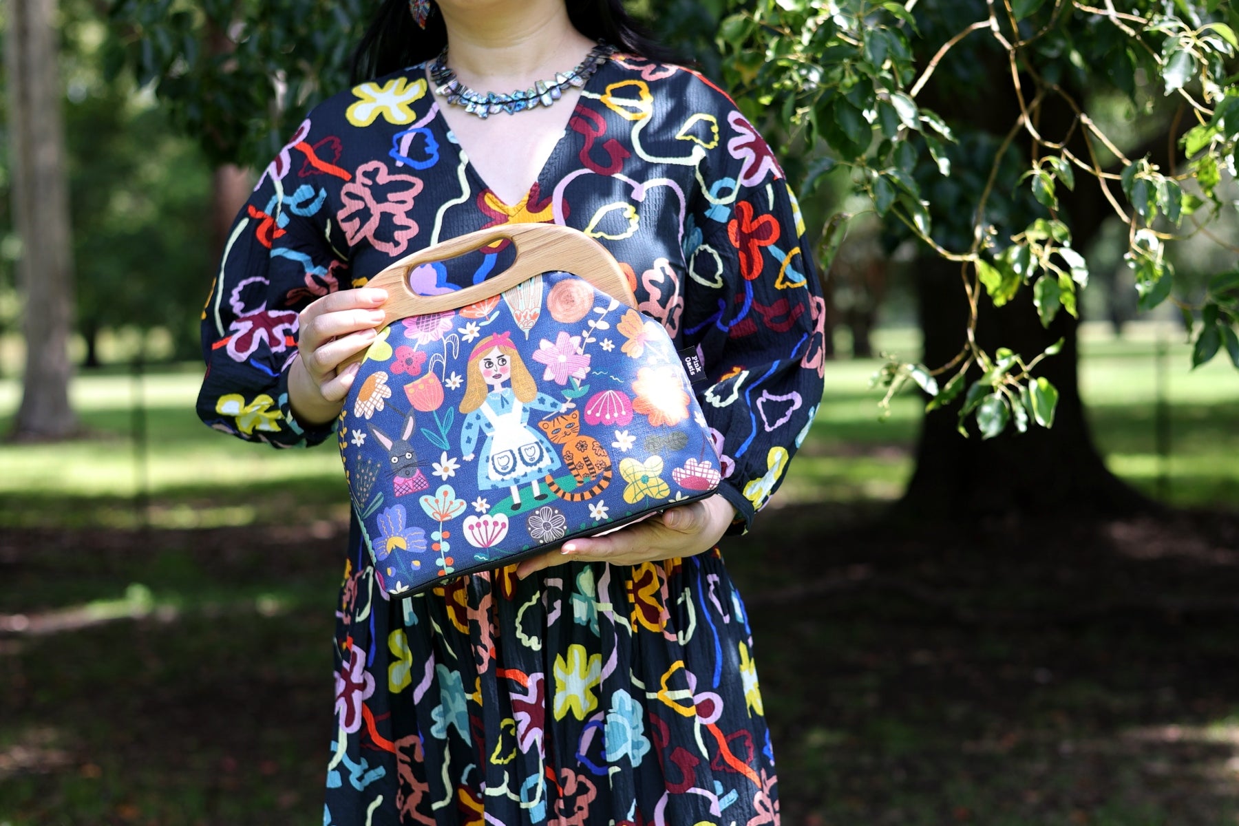 Alice in wonderland Clutch Bag Handmade in Australia | PINK OASIS