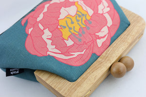 Peony Teal & Coral Clutch | PINK OASIS