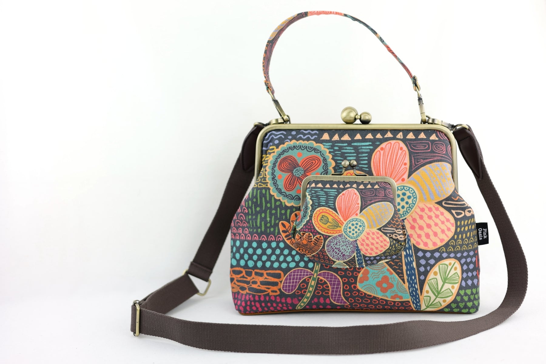 Doodle Flora Handbag and Crossbody 2 Way Bag | PINK OASIS
