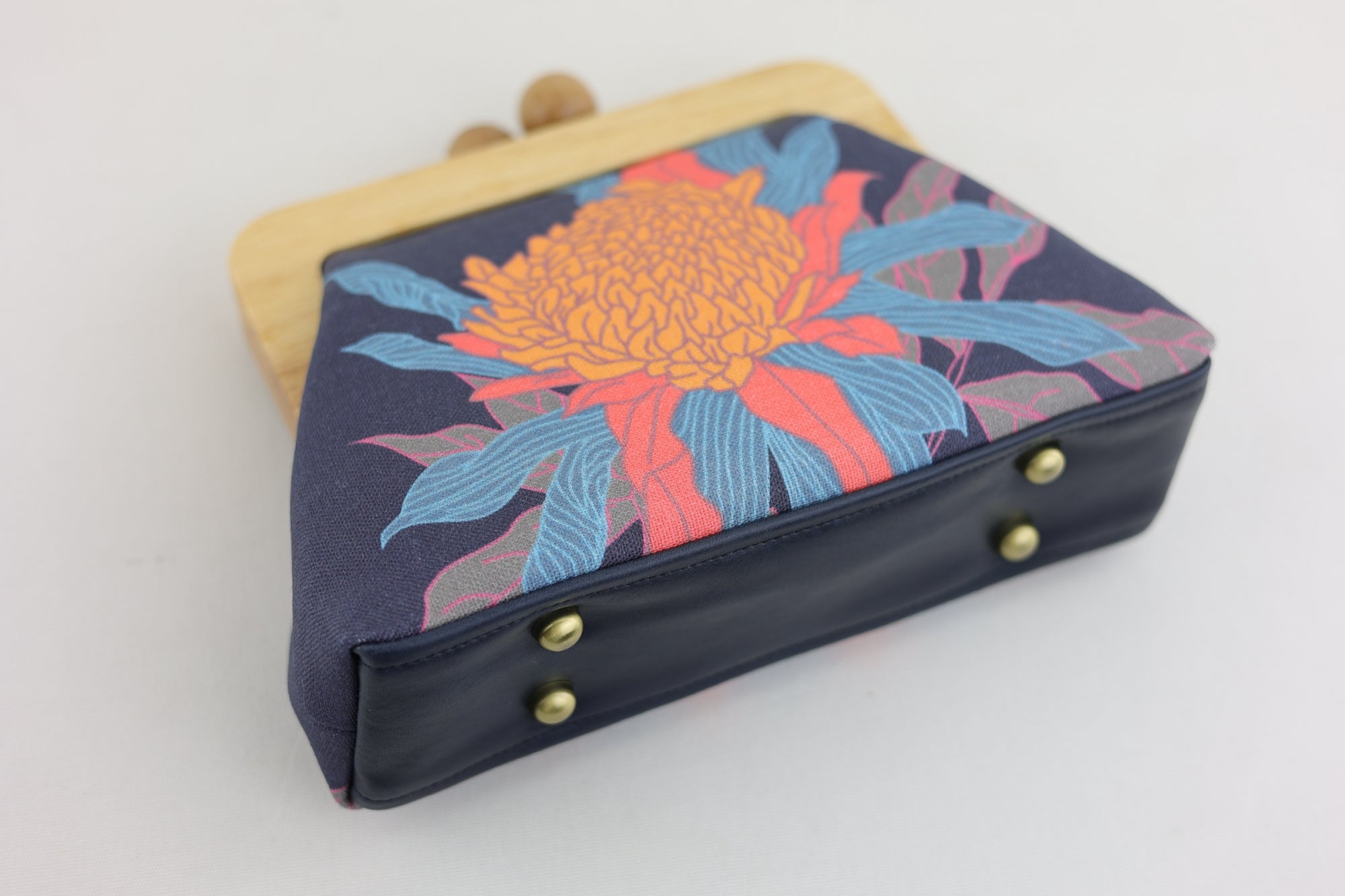 Torch Ginger Flower Navy Clutch | PINK OASIS