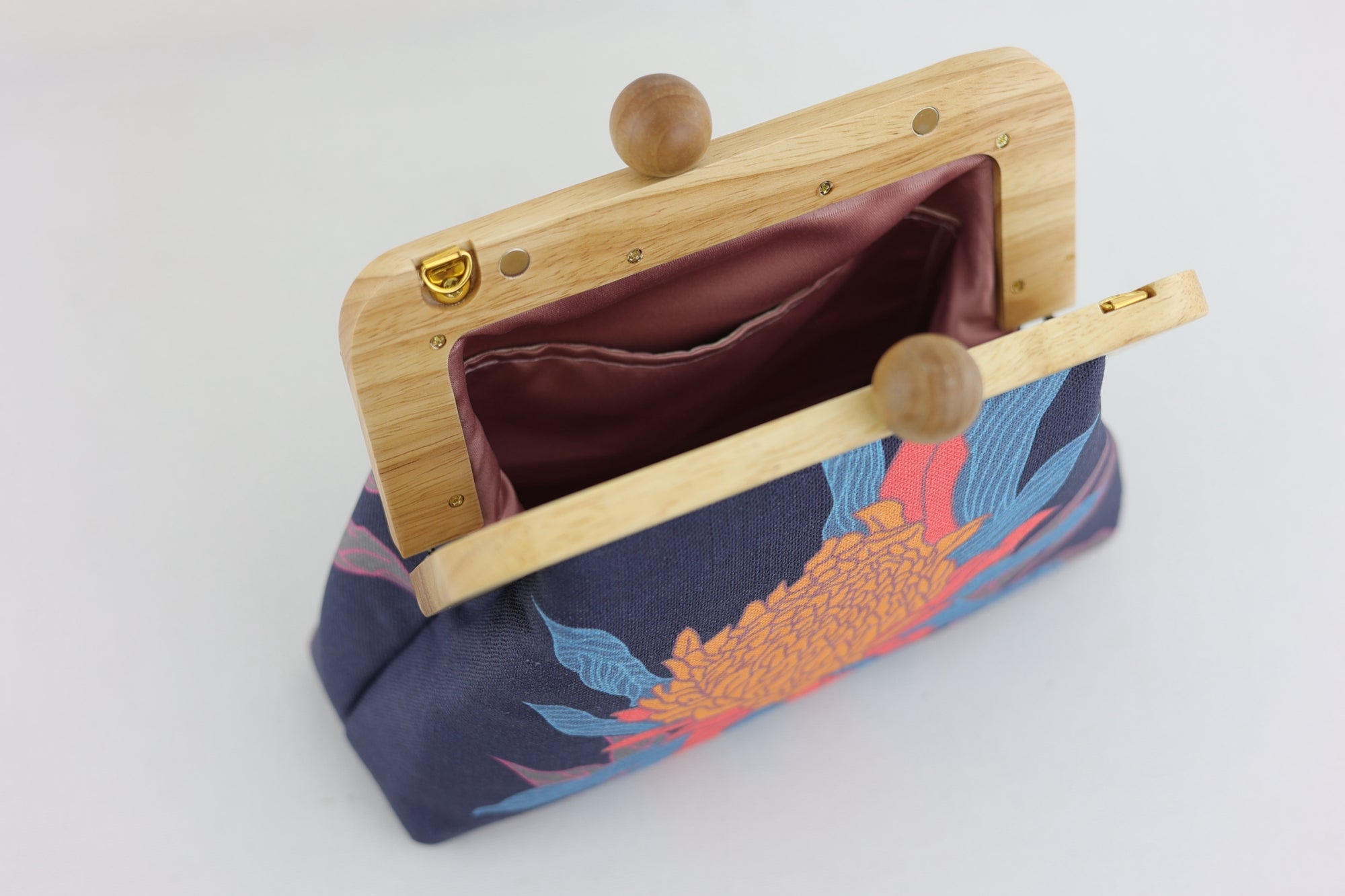 Torch Ginger Flower Navy Clutch | PINK OASIS