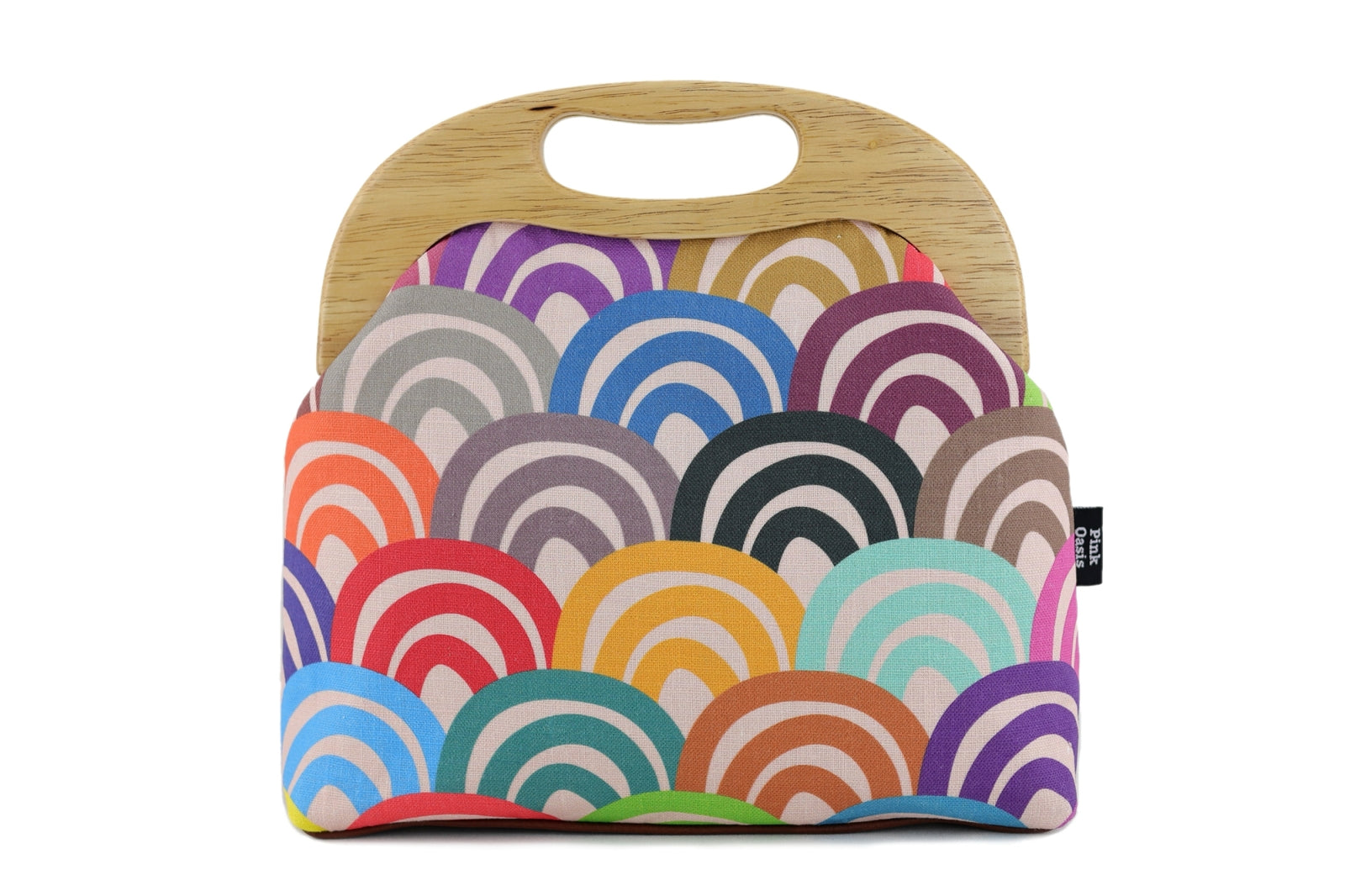 Rainbows Large Wood Frame Bag | PINK OASIS