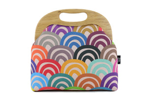 Rainbows Large Wood Frame Bag | PINK OASIS