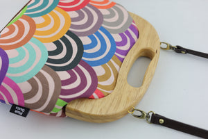 Rainbows Large Wood Frame Bag | PINK OASIS