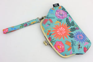 Bright and Bold Flowers Wristlet Wallet (with Double Kisslock Clasps)