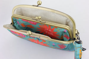 Bright and Bold Flowers Wristlet Wallet (with Double Kisslock Clasps)