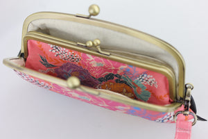Peonies Garden Pink Wristlet Wallet (with Double Kisslock Clasps)