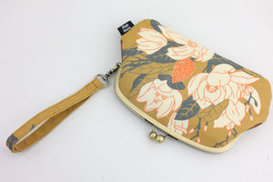 Magnolia Mustard Wristlet Wallet (with Double Kisslock Clasps)