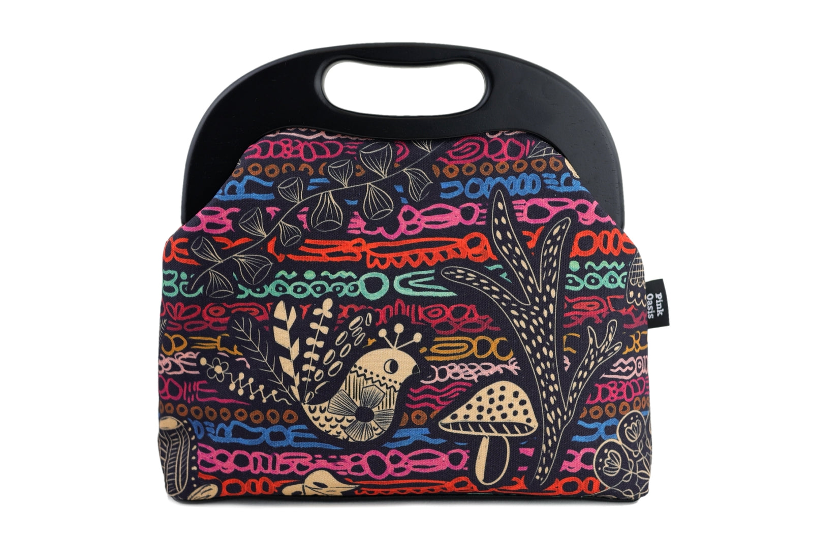 Peacock Large Wood Frame Bag | PINK OASIS
