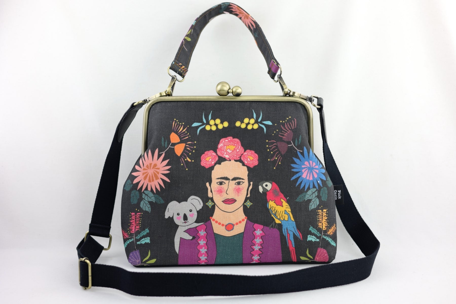 Frida Down Under Crossbody Bag with Webbing Strap | PINK OASIS
