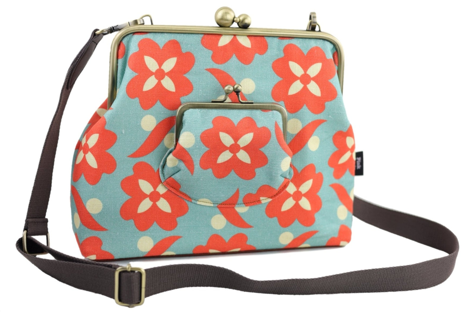 Daisy Teal & Orange Handbag and Crossbody 2 Way Bag | PINK OASIS