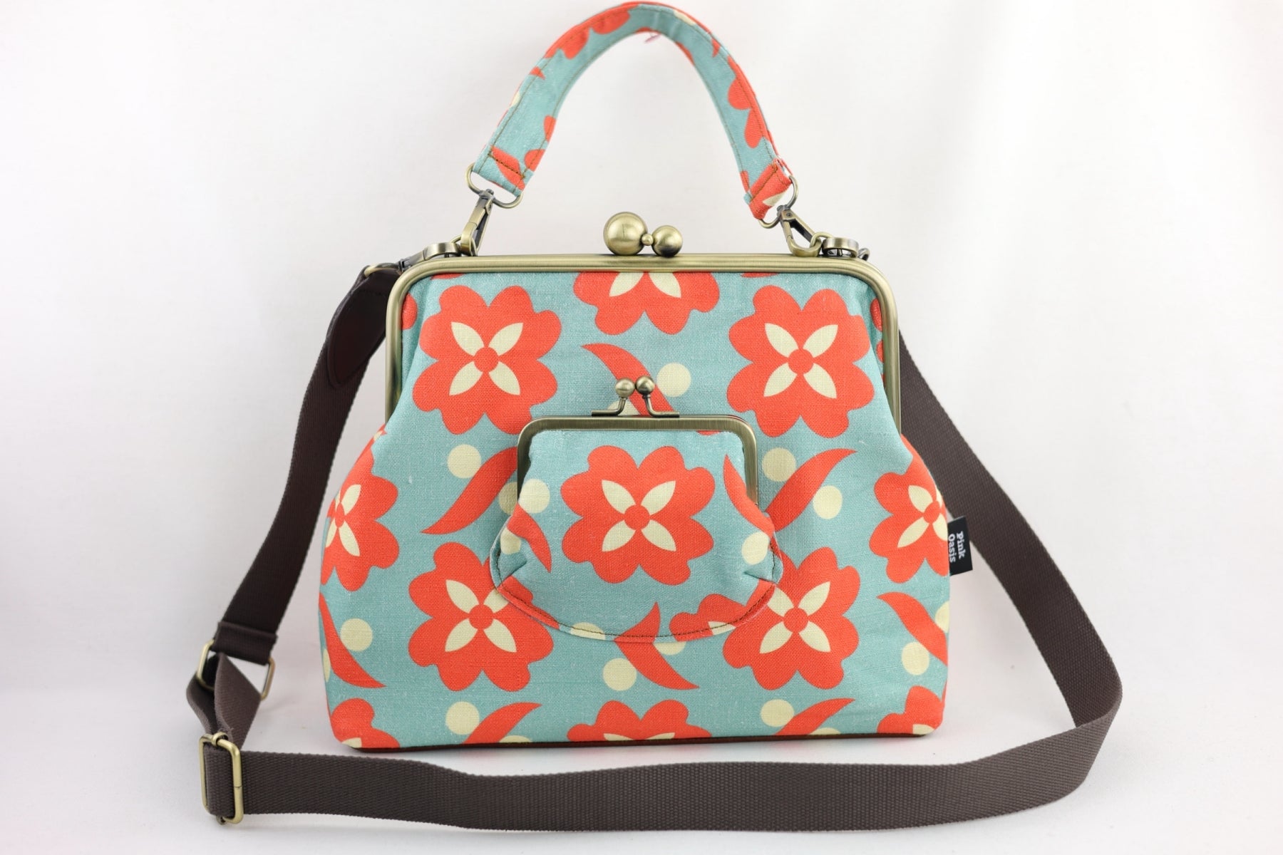 Daisy Teal & Orange Handbag and Crossbody 2 Way Bag | PINK OASIS