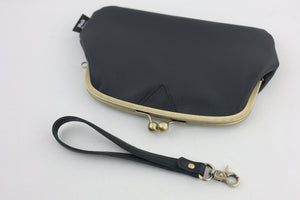 Ebony Black Leather Wristlet Wallet | PINK OASIS