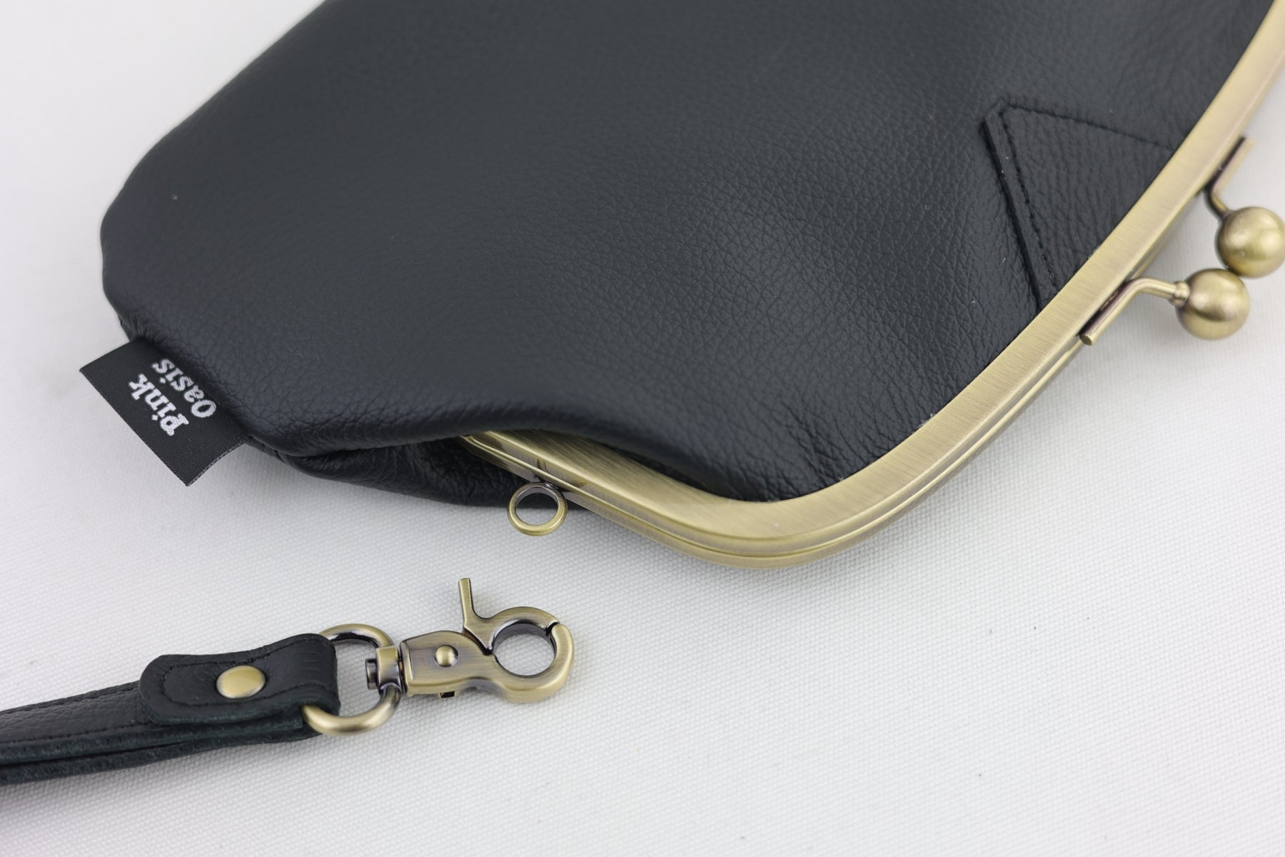 Ebony Black Leather Wristlet Wallet | PINK OASIS