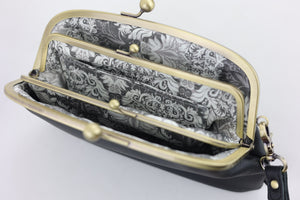 Ebony Black Leather Wristlet Wallet | PINK OASIS
